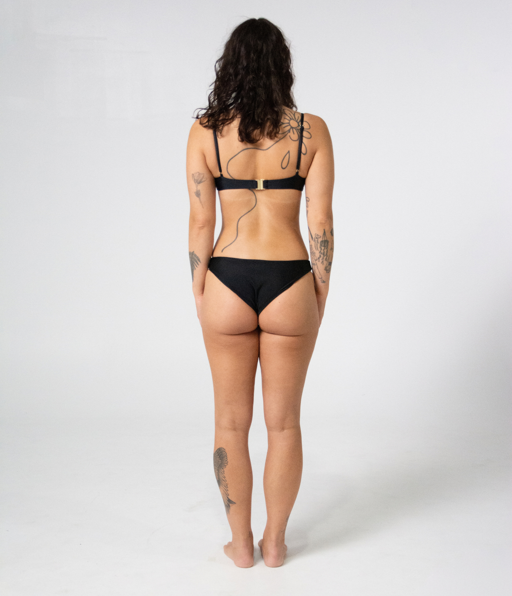 Wategos Underwire Top in Noir (black), back view on model