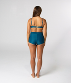 Wategos Underwire Top in Peacock (teal), back view on model