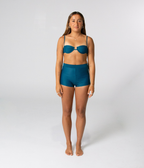 Burleigh Swim Shorts in Peacock (teal), front view on model