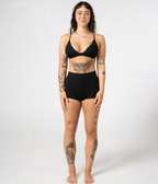 Kirra Triangle Top in Noir (black), front view on model