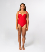 Noosa One Piece in Scarlet (red), front view on model